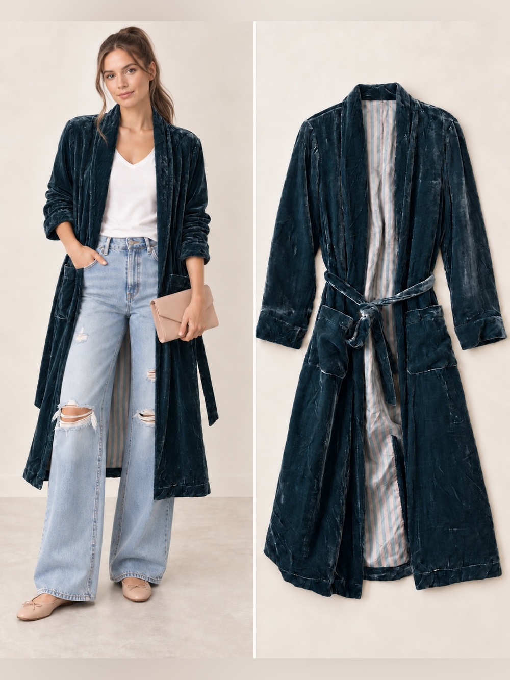 NWT! NWT XIRENA Rowyn Grayson Velvet Belted Robe Jacket